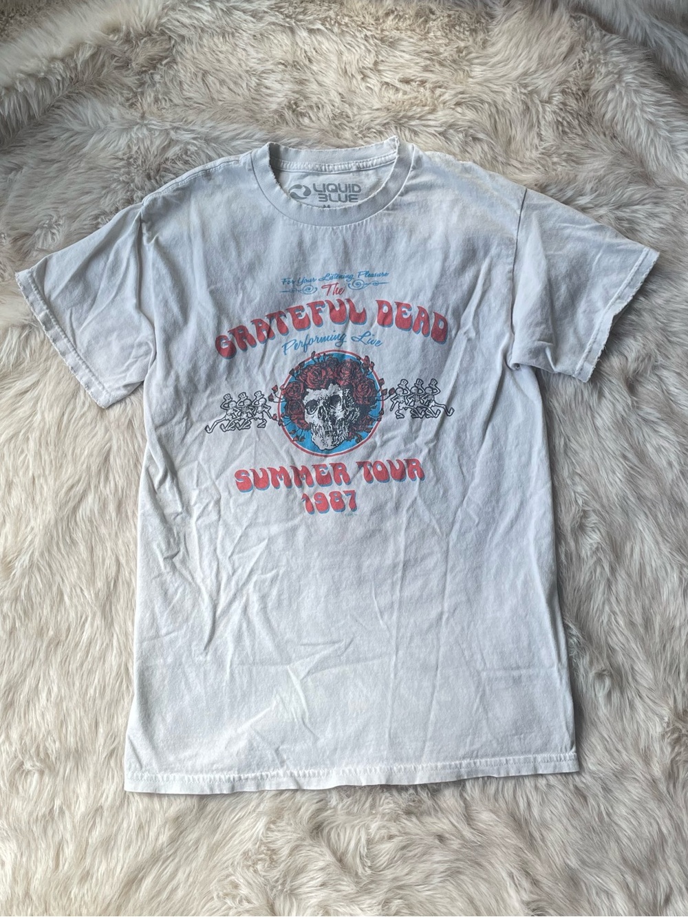 Grateful Dead Summer Tour 1987 Tee - White with Red/Blue Graphic
